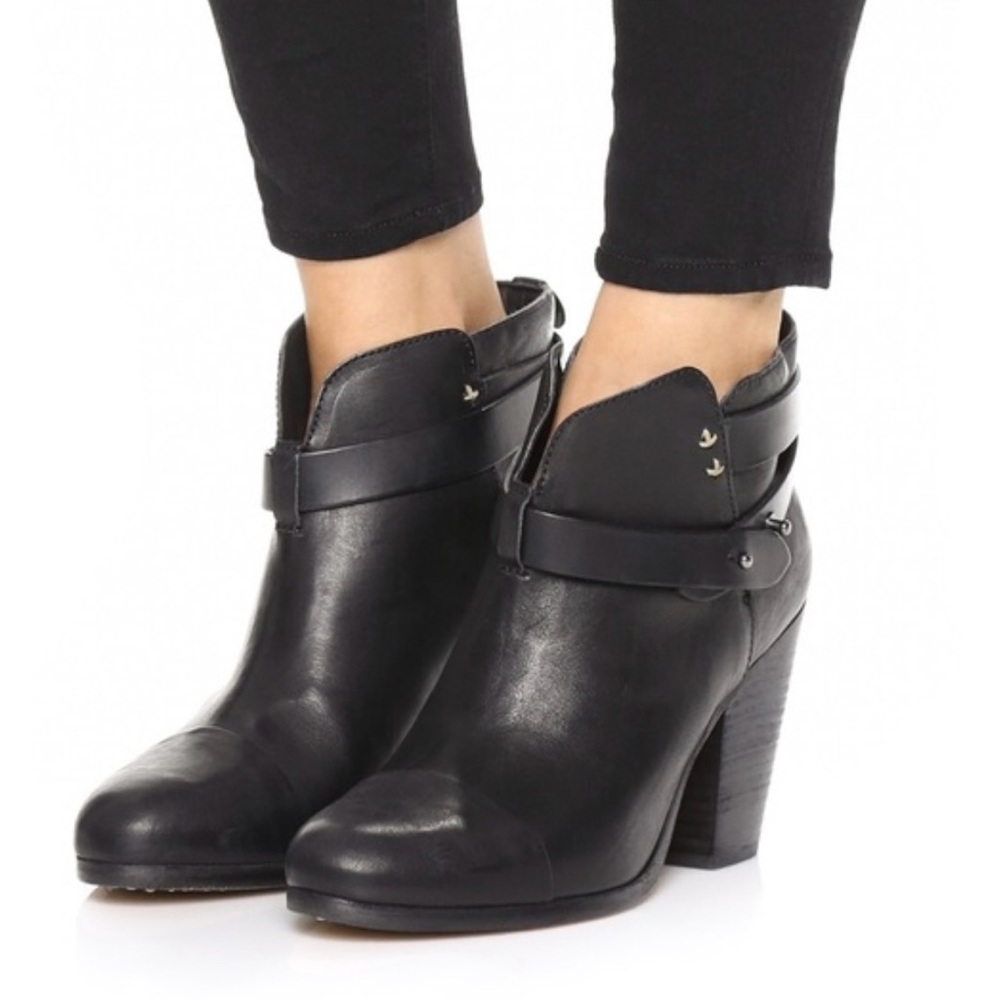rag & bone Black Leather Ankle Booties Size EU41 pre-owned.